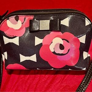 Kate Spade Repaired Black and Pink Floral Crossbody Bag